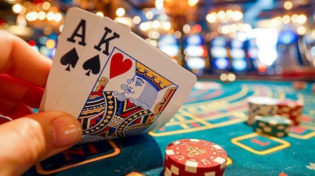 Multi-player Gaple Online table with four players and live croupier on slot88 login